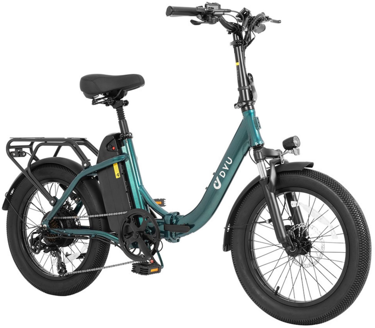 dyu c9 opvouwbare elektrische fiets 250w motor 48v 15 6ah accu 20 3 0 inch banden 25 km u maximale snelheid 150 km bereik olierem voorwiel schokdemper shimano 7 versnellingen groen