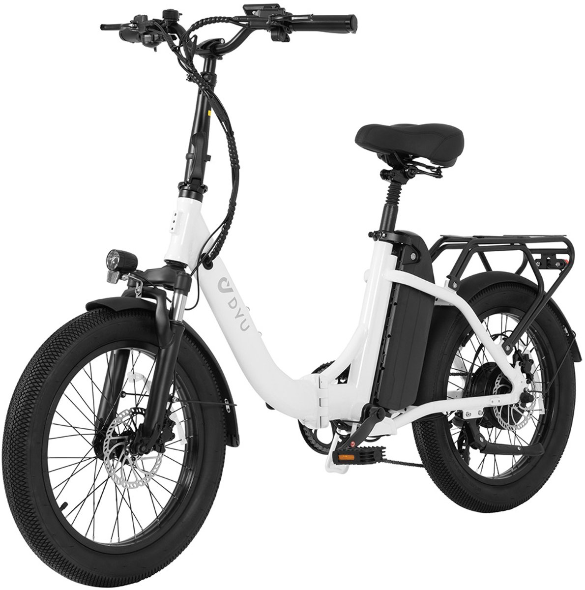 DYU C9 Opvouwbare Elektrische Fiets, 250W Motor, 48V 15.6Ah Accu, 20*3.0 inch Banden, 25 km/u Maximale Snelheid, 150 km Bereik, Olierem, Voorwiel Schokdemper, Shimano 7-versnellingen - Wit Fiets (elektrisch) kopen online