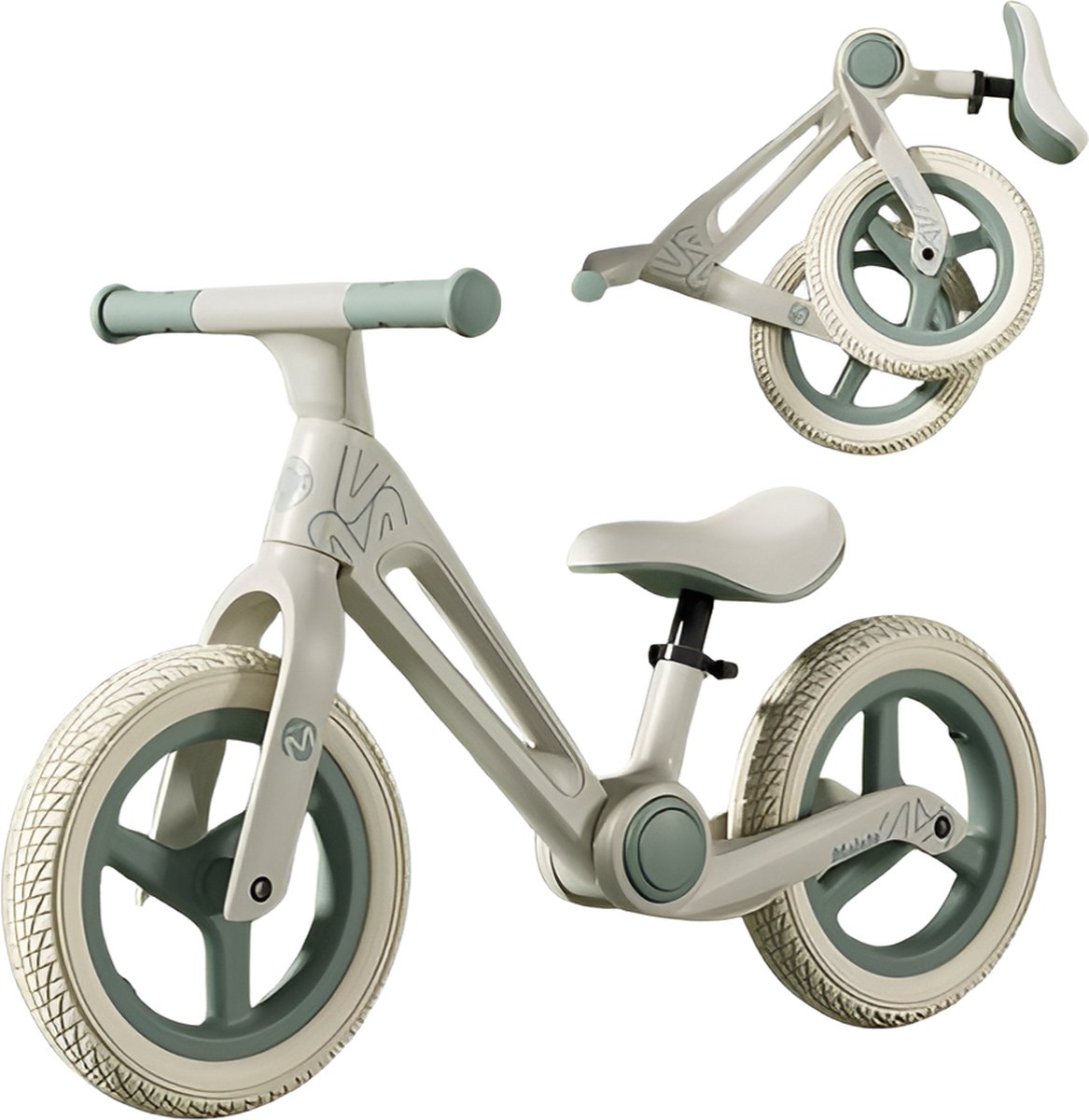 E-shop4u® - Loopfiets - 12 Inch - Vouwbaar - Luchtbanden - Verstelbare Zadel - Meisjes en Jongens - 2 jaar, 3 jaar en 4 jaar - Opvouwbare Loopfiets - Groen Loopfiets kopen online