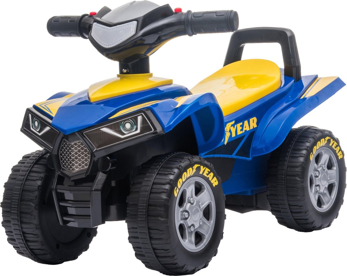 Eco Toys - Goodyear Quad Loopauto - Blauw - Met LED-Licht, Muziek & Opbergruimte - Vanaf 18 Maanden - Max. 25 kg Loopauto kopen online
