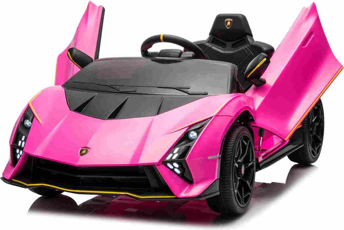 Elektrische kinder auto - Lamborghini auto - Lamborghini Invencible - Met afstandsbediening - USB en muziek - Eva banden - 12V 4AH - Roze Accuvoertuig kopen online
