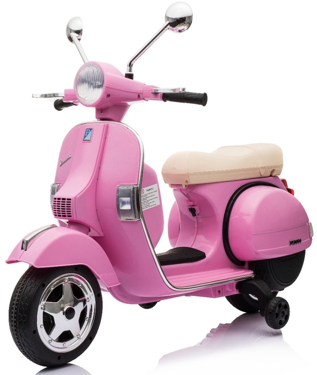 elektrische kinder motor vespa scooter met mp3 functie 12v4 5ah 2 motoren vanaf 3 jaar maximaal 30kg roze