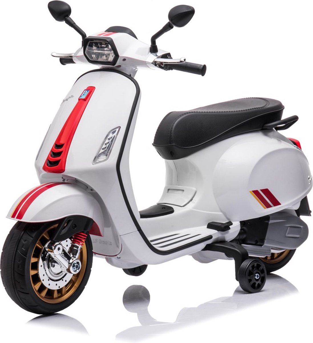 Elektrische kinder Vespa Sprint 6 volt elektrische kinderscooter met muziek, AUX en USB (Wit) Accuvoertuig kopen online