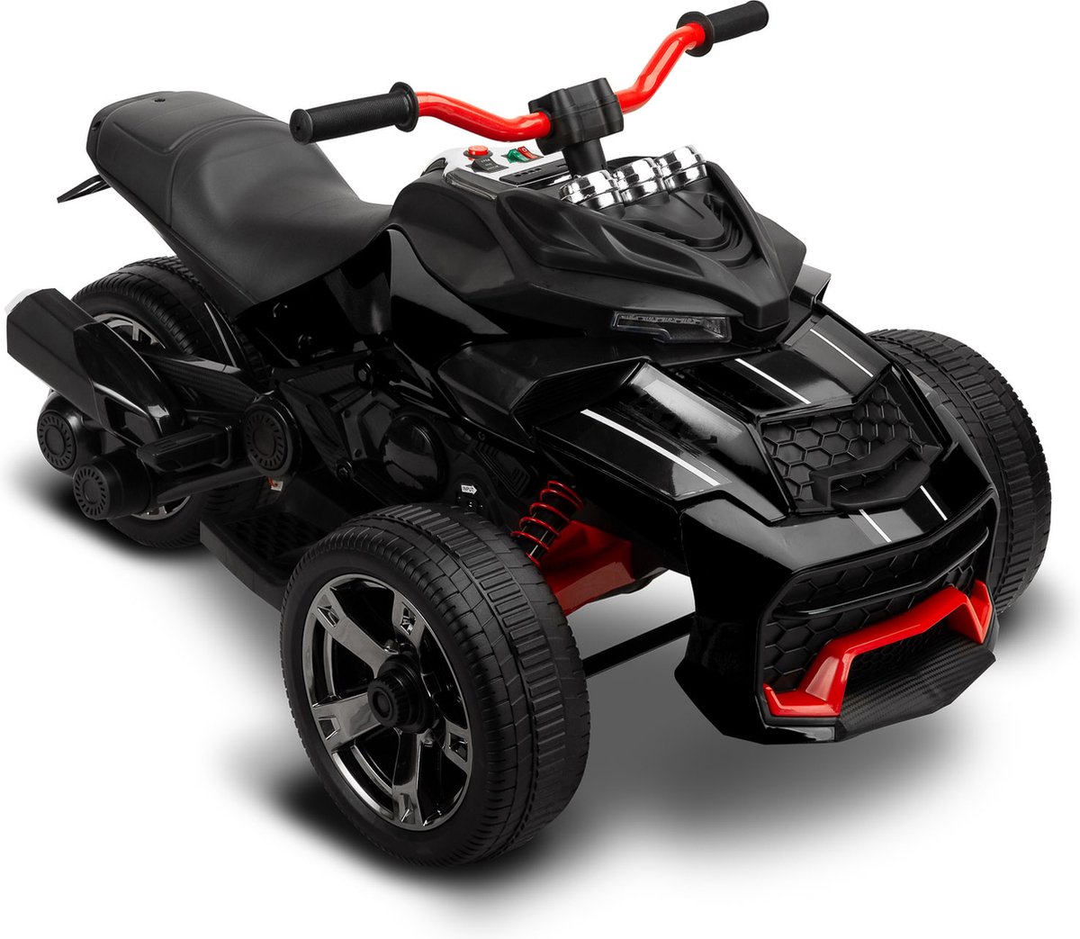 Elektrische kinderauto driewieler trike zwart, met bluetooth en Rubberen banden Accuvoertuig kopen online