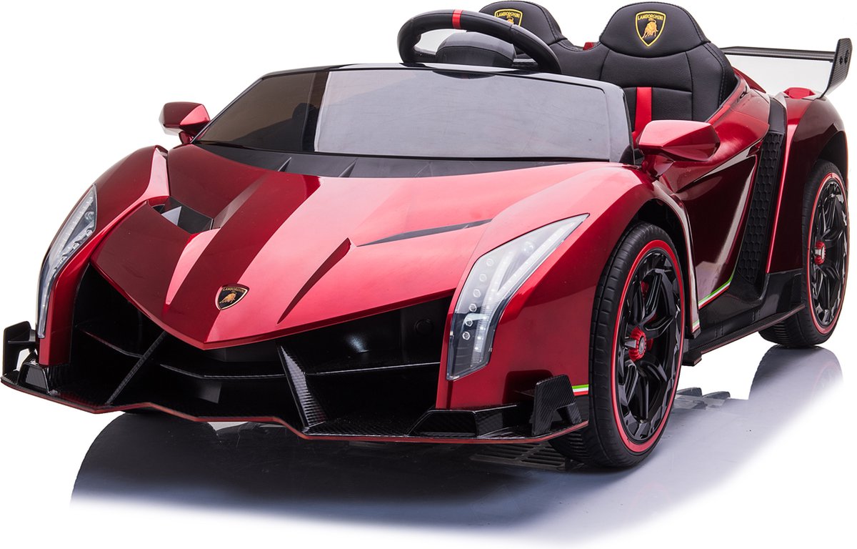 Elektrische Kinderauto Lamborghini Veneno 4x4 2 persoons 24V Met Afstandsbediening FULL OPTION (Metallic Rood) Accuvoertuig kopen online
