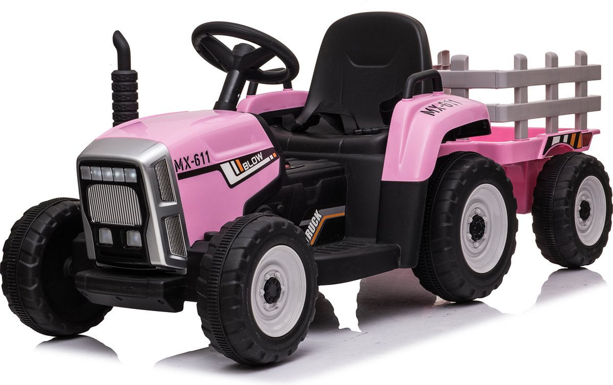 elektrische kinderauto tractor elektrisch 12v trailer elektrische kinder tractor roze