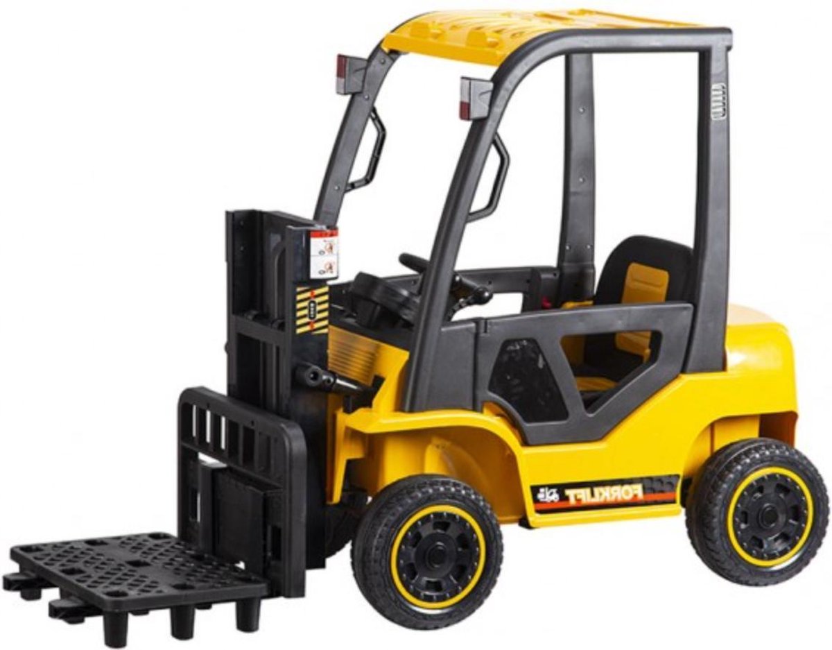 elektrische kinderauto vork heftruck geel 12v met afstandsbediening