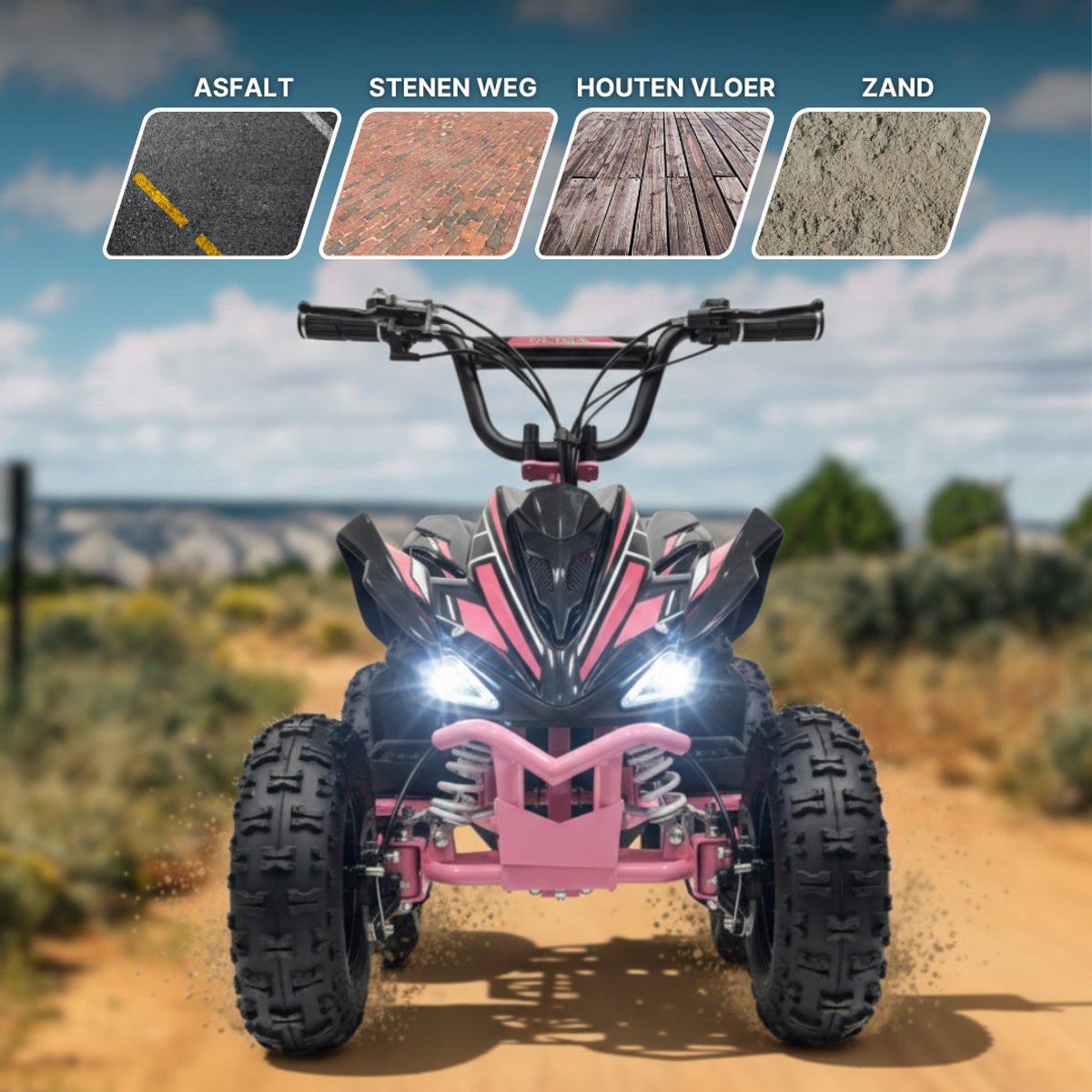 elektrische kinderquad evo 1000w 36v roze offroad krachtpatser voor kids