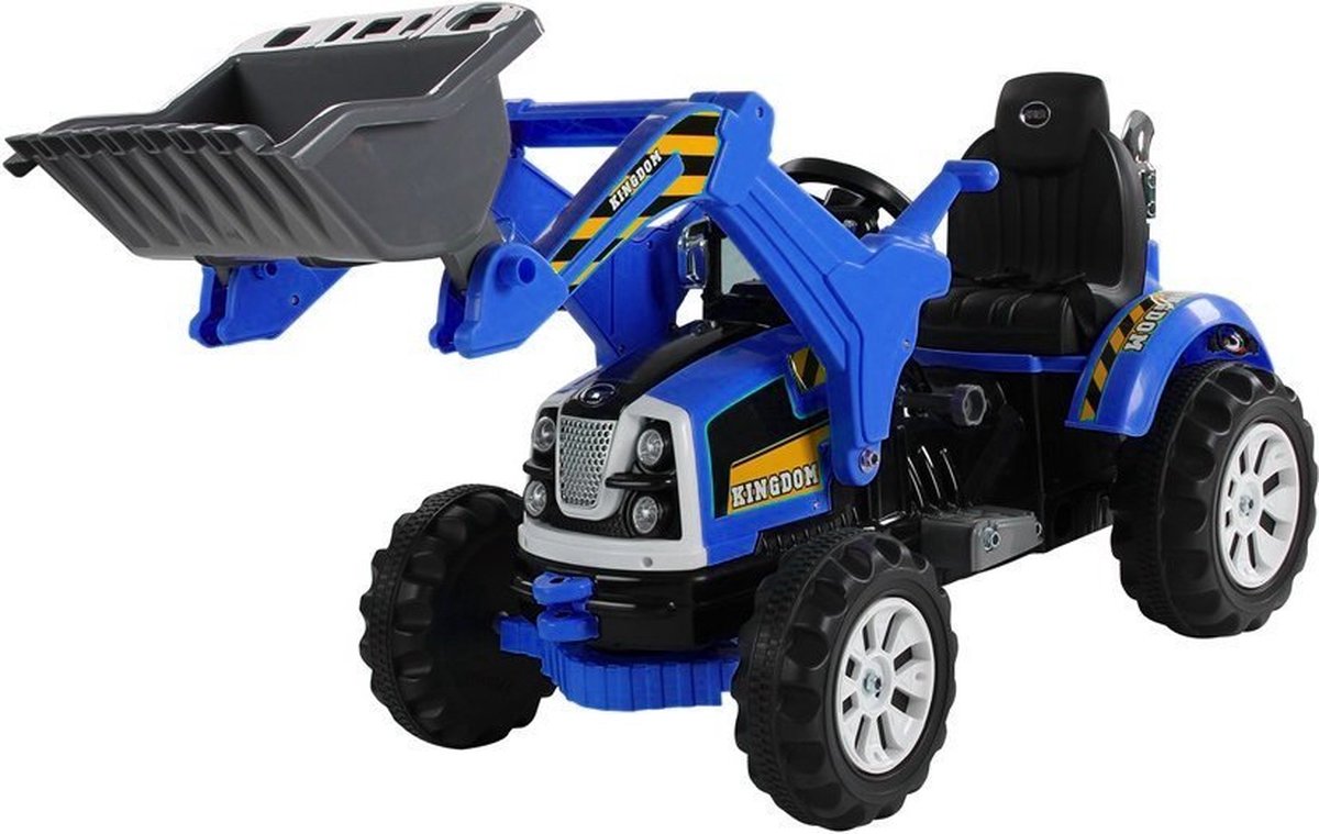 elektrische ride on kinder tractor met voorlader accu tractor voor kinderen tot 30kg max 3 6 km h blauw bulldozer