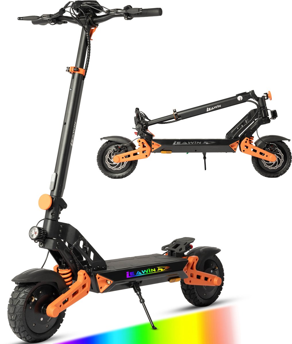 elektrische step d2pro 48v 20ah 960wh accu actieradius 50 55 km 500w motor max 25 km u 10 inch offroad tubeless banden dubbele vering opvouwbare lcd display