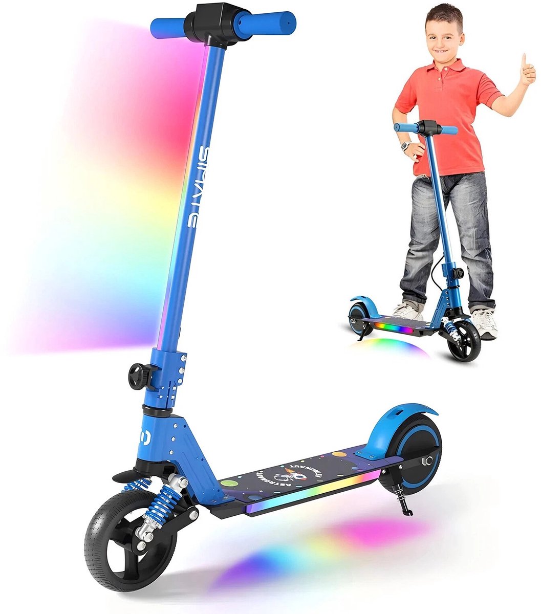 elektrische step kinderen kinderstep inklapbaar 130w max 14km u led verlichting 8km bereik blauw