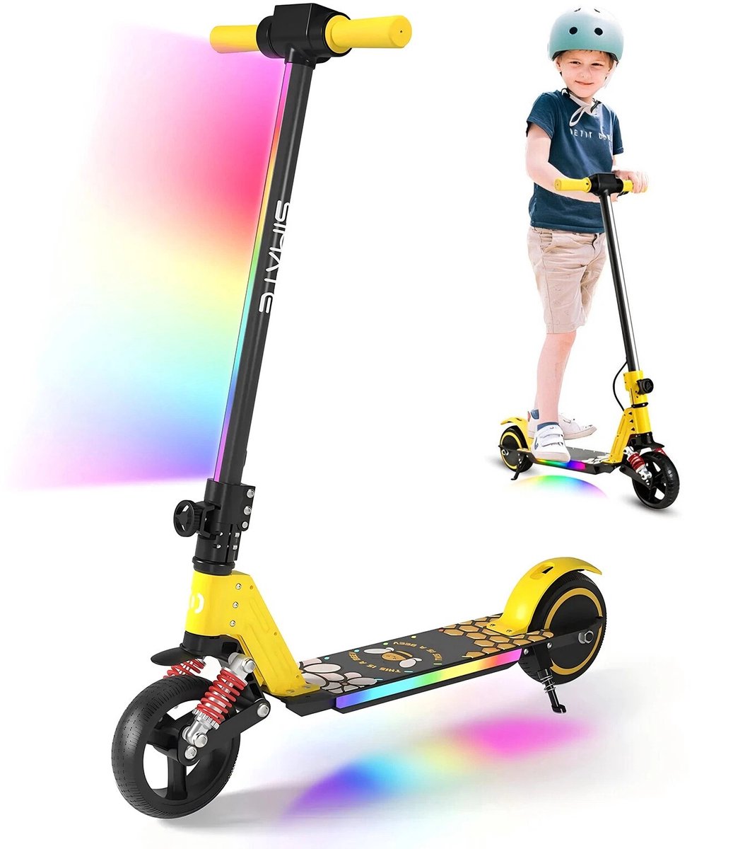 Elektrische Step Kinderen - Kinderstep Inklapbaar - 130W - Max 14km/u - LED Verlichting - 8km Bereik - Geel Step kopen online