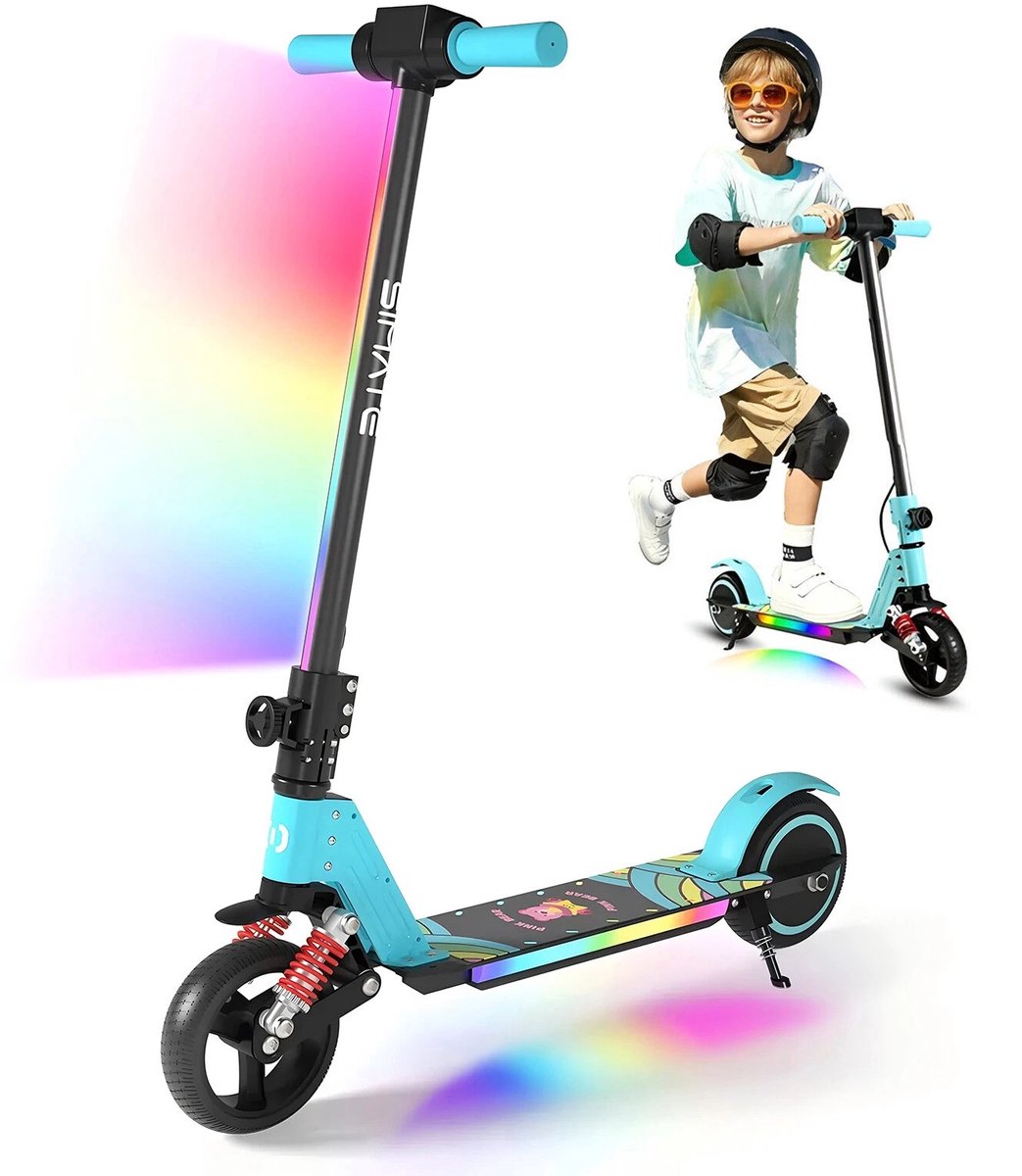 elektrische step kinderen kinderstep inklapbaar 130w max 14km u led verlichting 8km bereik hemelsblauw