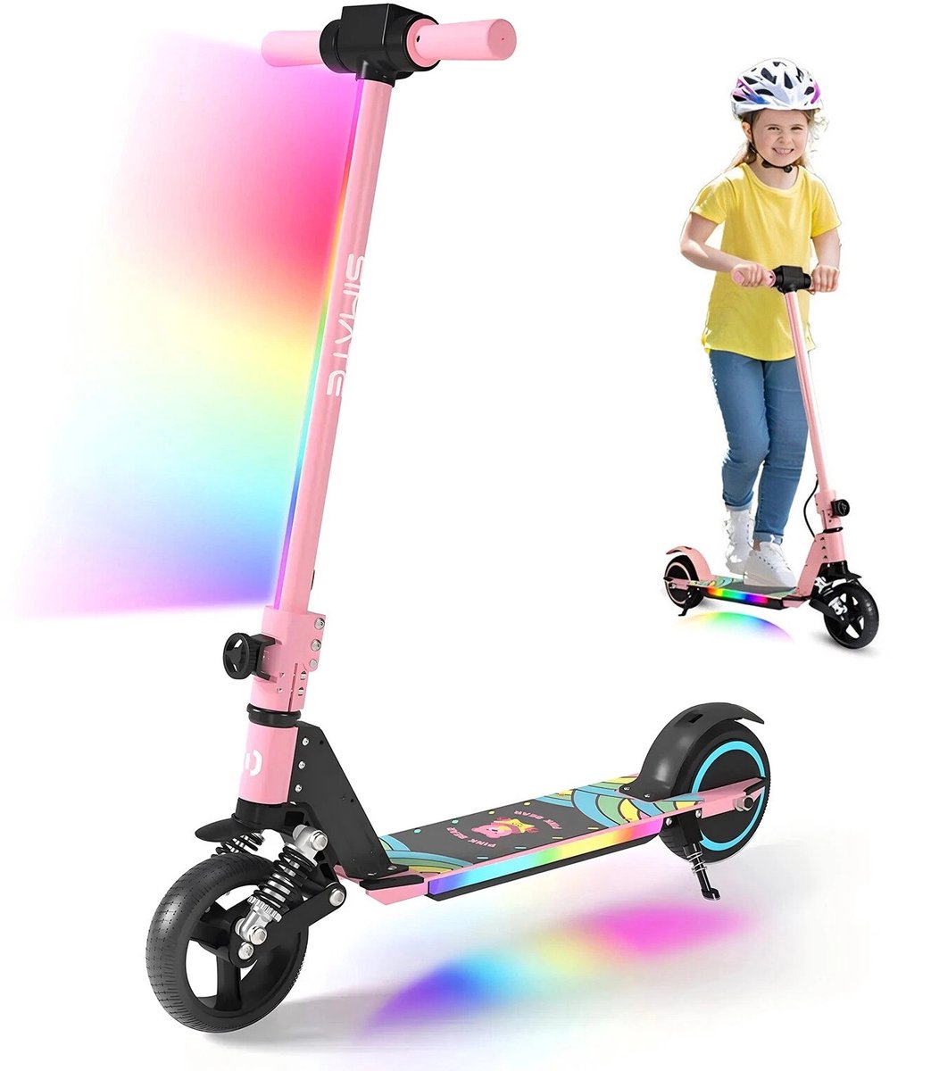 Elektrische Step Kinderen - Kinderstep Inklapbaar - 130W - Max 14km/u - LED Verlichting - 8km Bereik - Roze Buitenspeelvoertuigaccessoire kopen online