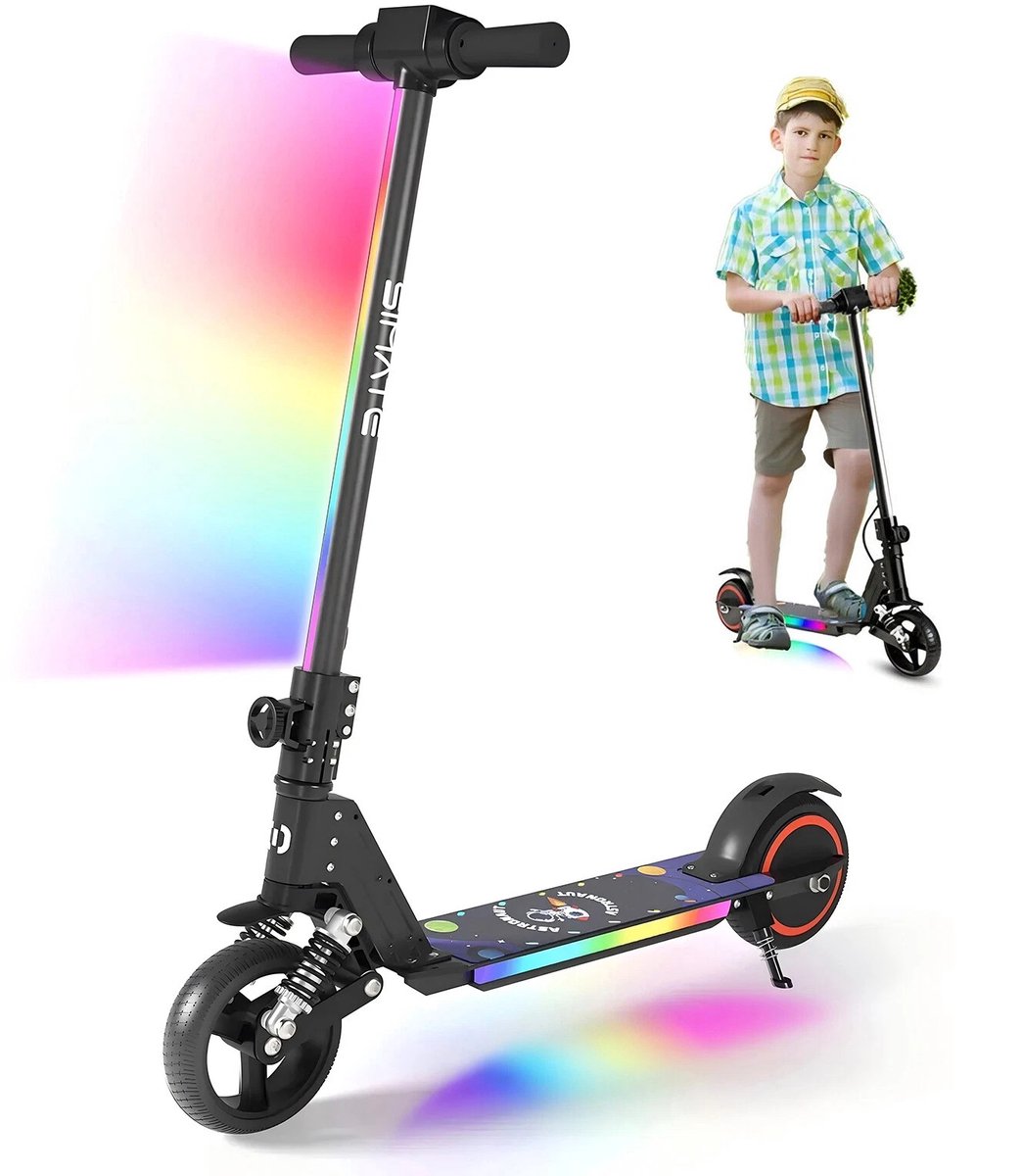 elektrische step kinderen kinderstep inklapbaar 130w max 14km u led verlichting 8km bereik zwart