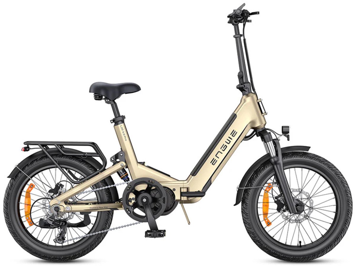 engwe l20 3 0 pro elektrische vouwfiets e bike 20 inch 250w middenmotor 7 versnellingen 160 km actieradius hydraulische schijfremmen champagne