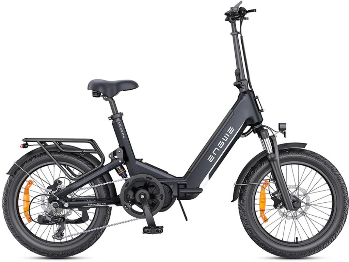 engwe l20 3 0 pro elektrische vouwfiets e bike 20 inch 250w middenmotor 7 versnellingen 160 km actieradius hydraulische schijfremmen zwart