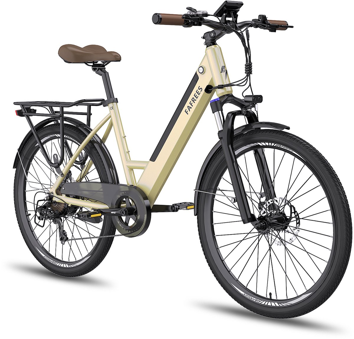 Fafrees F26 PRO Stads Elektrische Fiets - 250W Motor - 36V 14.5Ah Accu - 26x1.75" Banden - 90km Bereik - 25 km/u Snelheid - Gouden Fiets (elektrisch) kopen online
