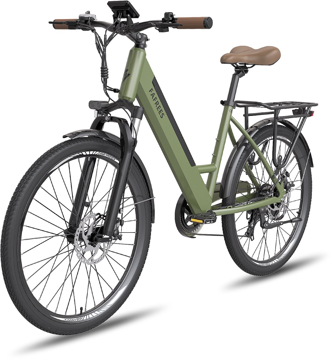 fafrees f26 pro stads elektrische fiets 250w motor 36v 14 5ah accu 26x1 75 banden 90km bereik 25 km u snelheid groen