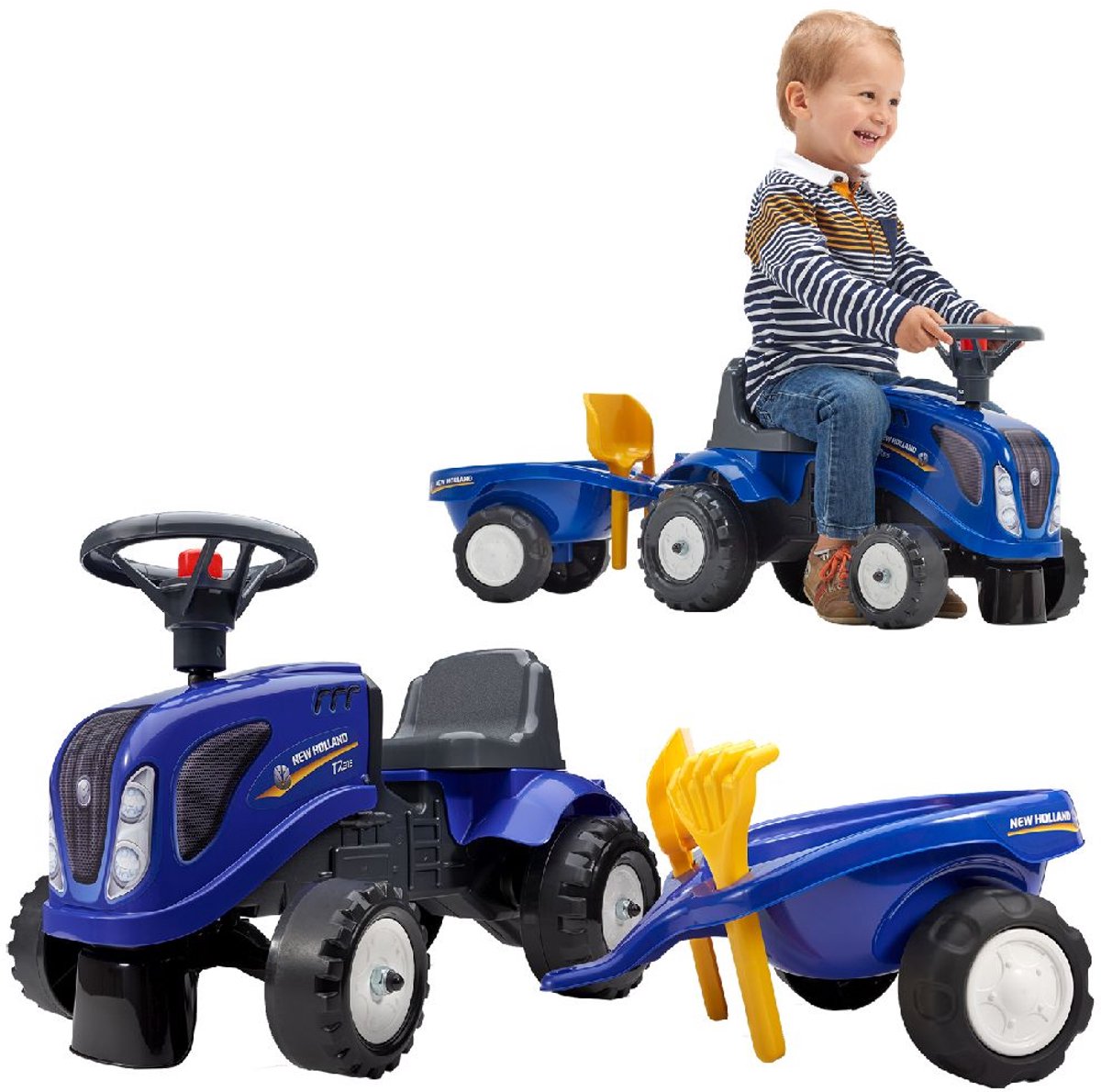 Falk New Holland Looptractor - Tractor voor peuters 1-3 jaar met aanhanger Loopauto kopen online
