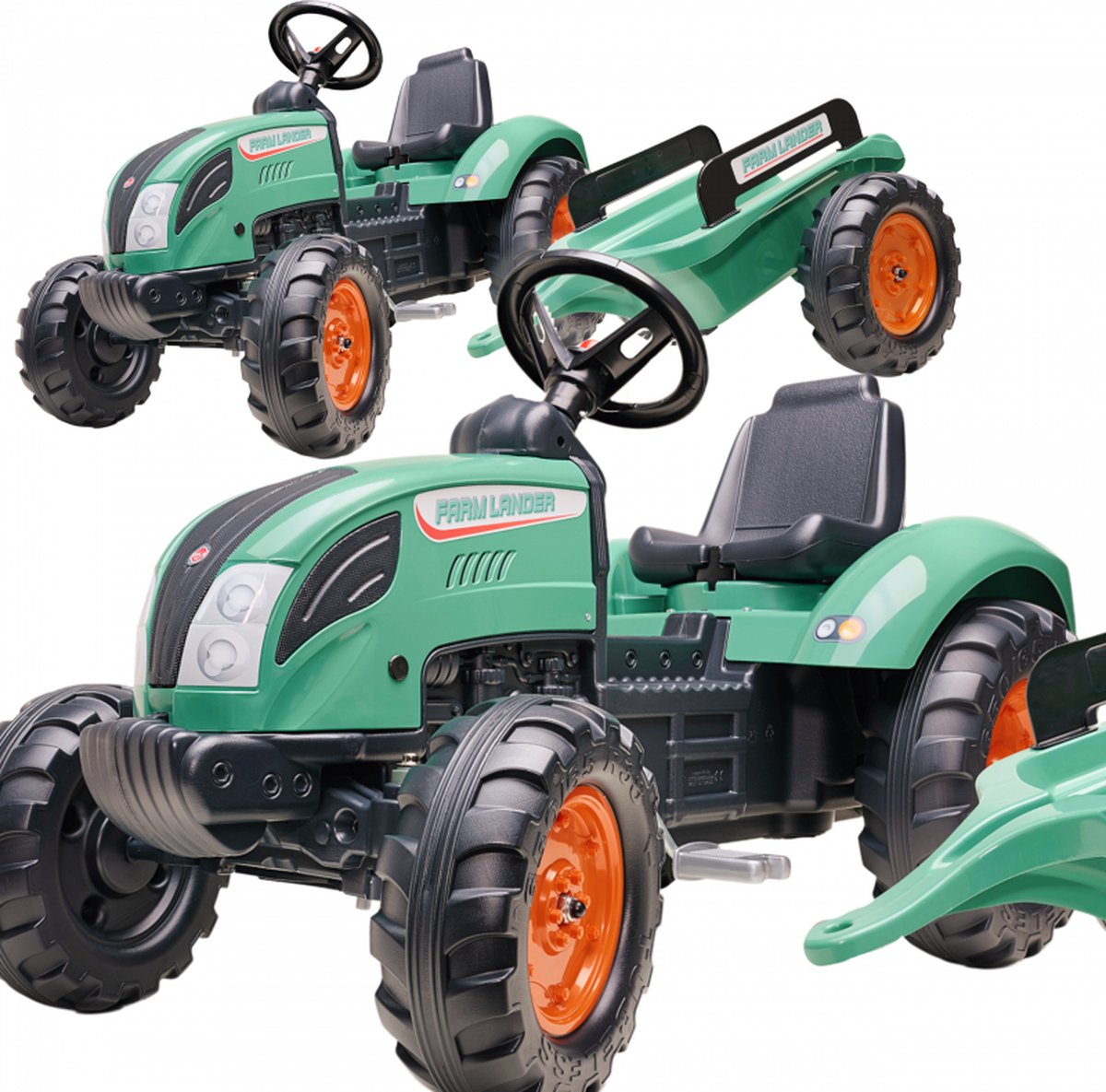 Falk Tractor Farm Lander Set Vintage Groen met Aanhanger 3-7 Jaar - 60% Gerecycled Plastic Traptractor kopen online