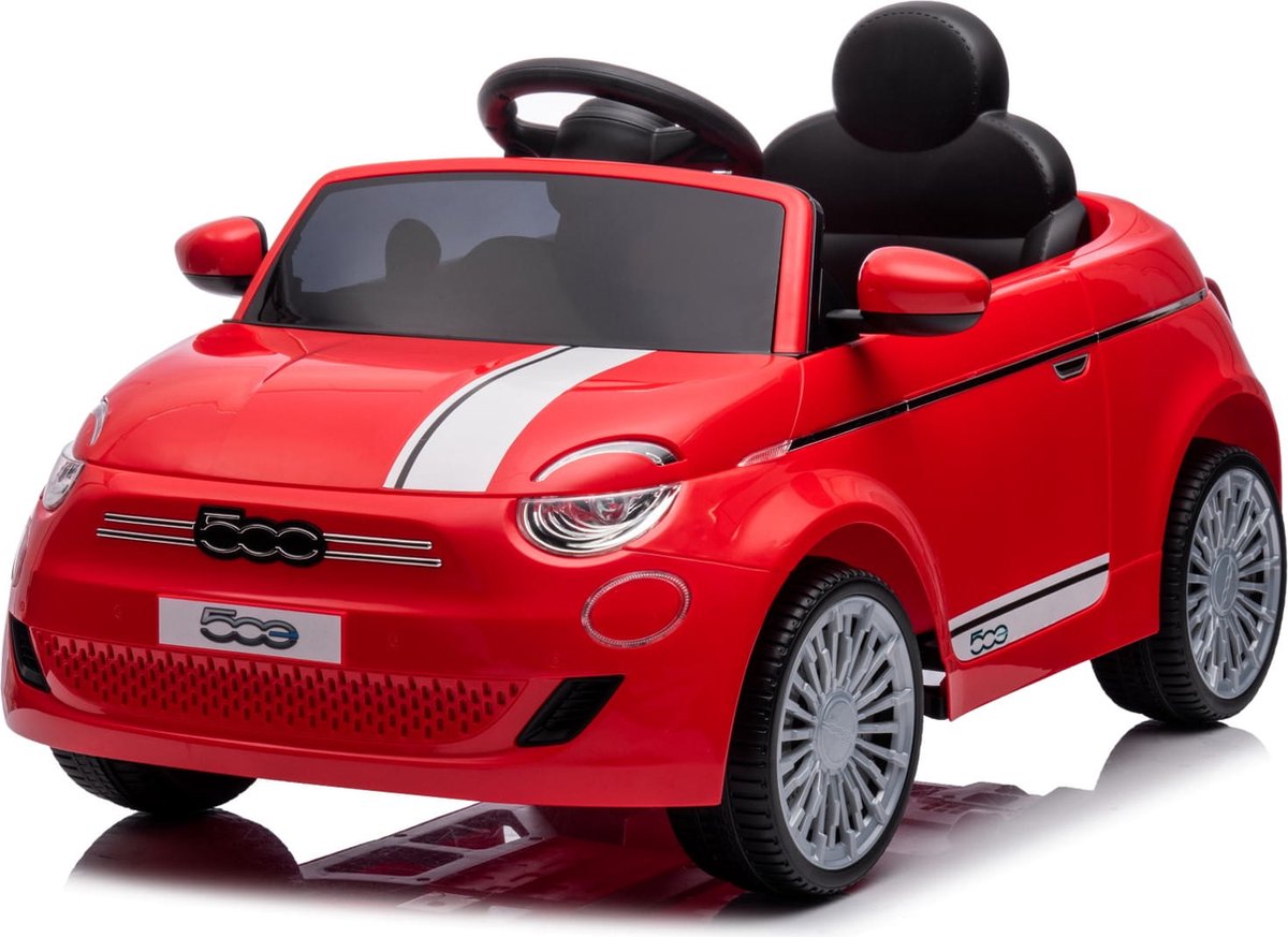 Fiat 500 elektrische kinderauto van 3 jaar, motorvermogen 2x30W, stuur met geluid, veiligheidsgordels (Rood) Accuvoertuig kopen online