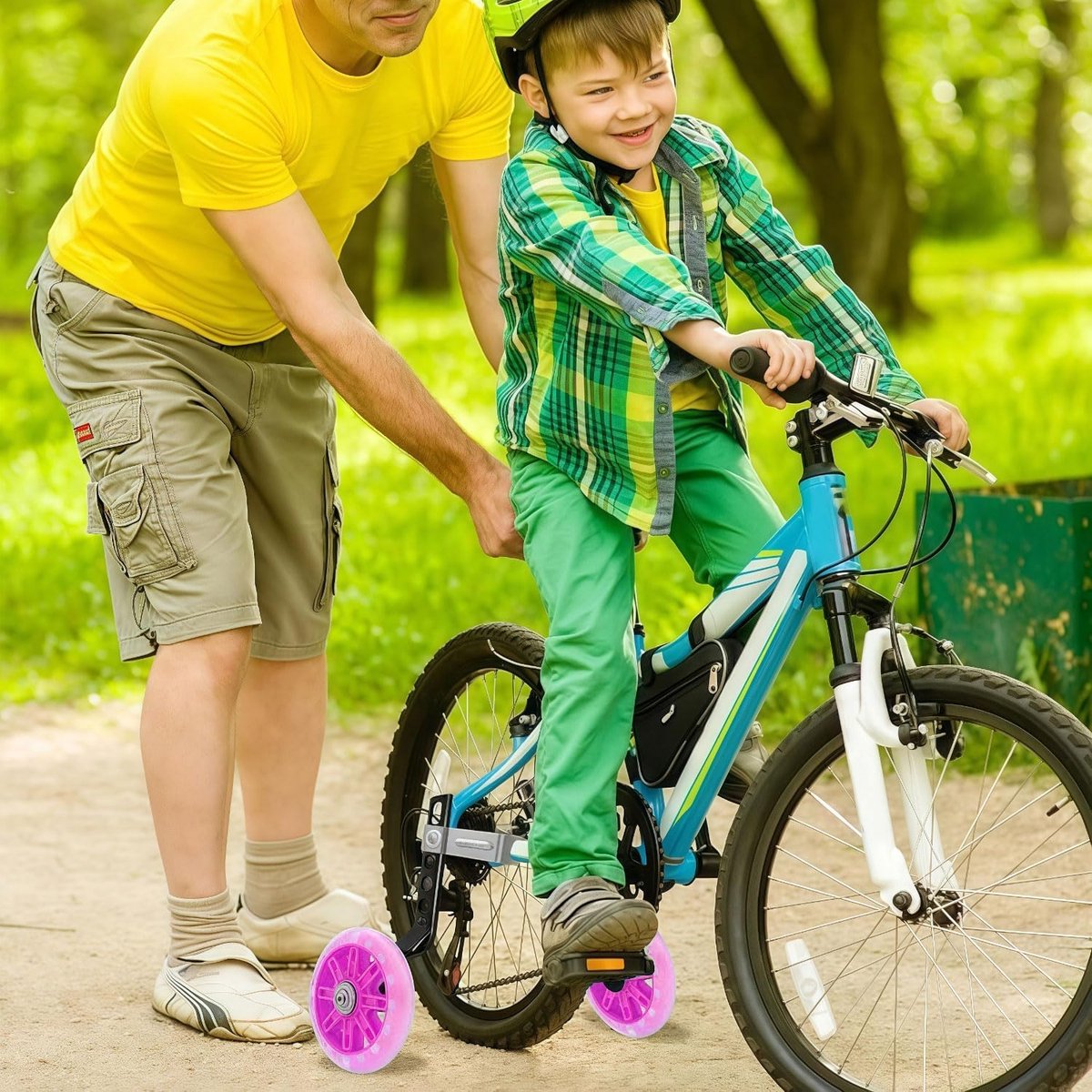fiets steunwielen voor kinderen hulpwielen voor kinderen stille flitswielen met verstelbare fietsstabilisator kit voor kinderen 12 14 16 18 20 inch roze