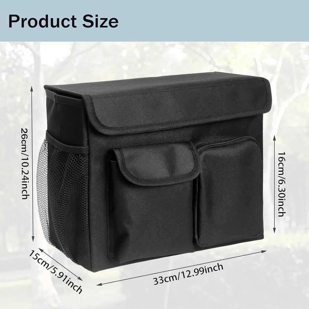 fietsorganizer handige organizer met 14 inch vak en bekerhouder perfect voor spullen onderweg 33 x 10 x 26 cm