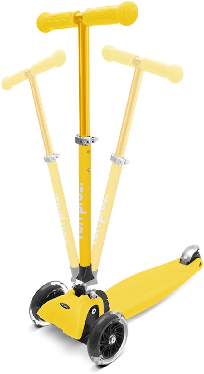 fun pro ONE Deluxe kinderstep - 3 wielen, 3-6 jaar, opvouwbaar en in hoogte verstelbaar, LED-wielen, zwaartekrachtbesturing, geanodiseerd stuur, tot 50 kg, step voor kinderen, geel Step kopen online
