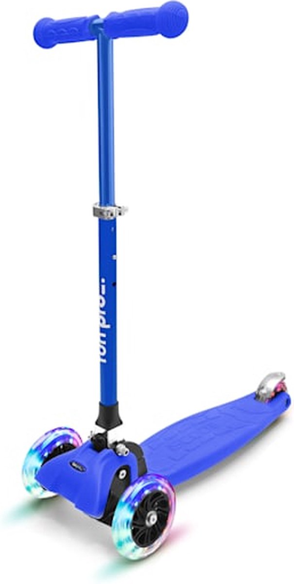 fun pro ONE Deluxe kinderstep - 3 wielen, leeftijd 3-6 jaar, opvouwbaar en in hoogte verstelbaar, LED-wielen, zwaartekrachtbesturing, geanodiseerd stuur, maximaal 50 kg, step voor kinderen, blauw Step kopen online