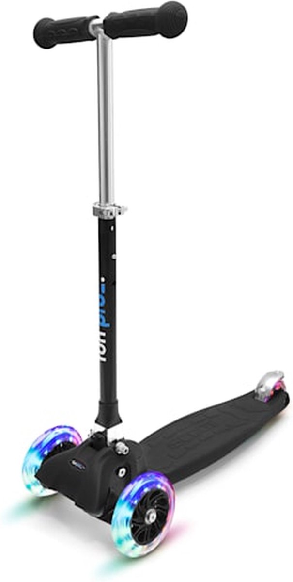 fun pro ONE Kids Scooter - 3 wielen, 3-6 jaar, opvouwbaar en in hoogte verstelbaar, LED-wielen, zwaartekrachtbesturing, achterrem, tot 50 kg, step voor kinderen, zwart Step kopen online