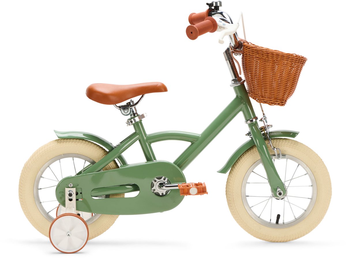 generation classic 12 inch groen kinderfiets met mandje