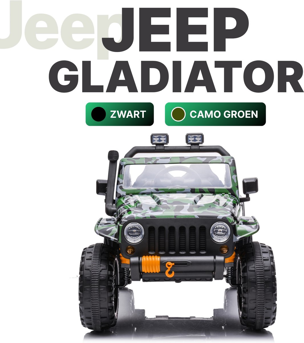 Gladiator Jeep - Kinderauto 2 persoons - Camo - 4-wielaandrijving - Uitneembare accu - Ouderzit optie - Elektrische Kinderauto Accuvoertuig kopen online