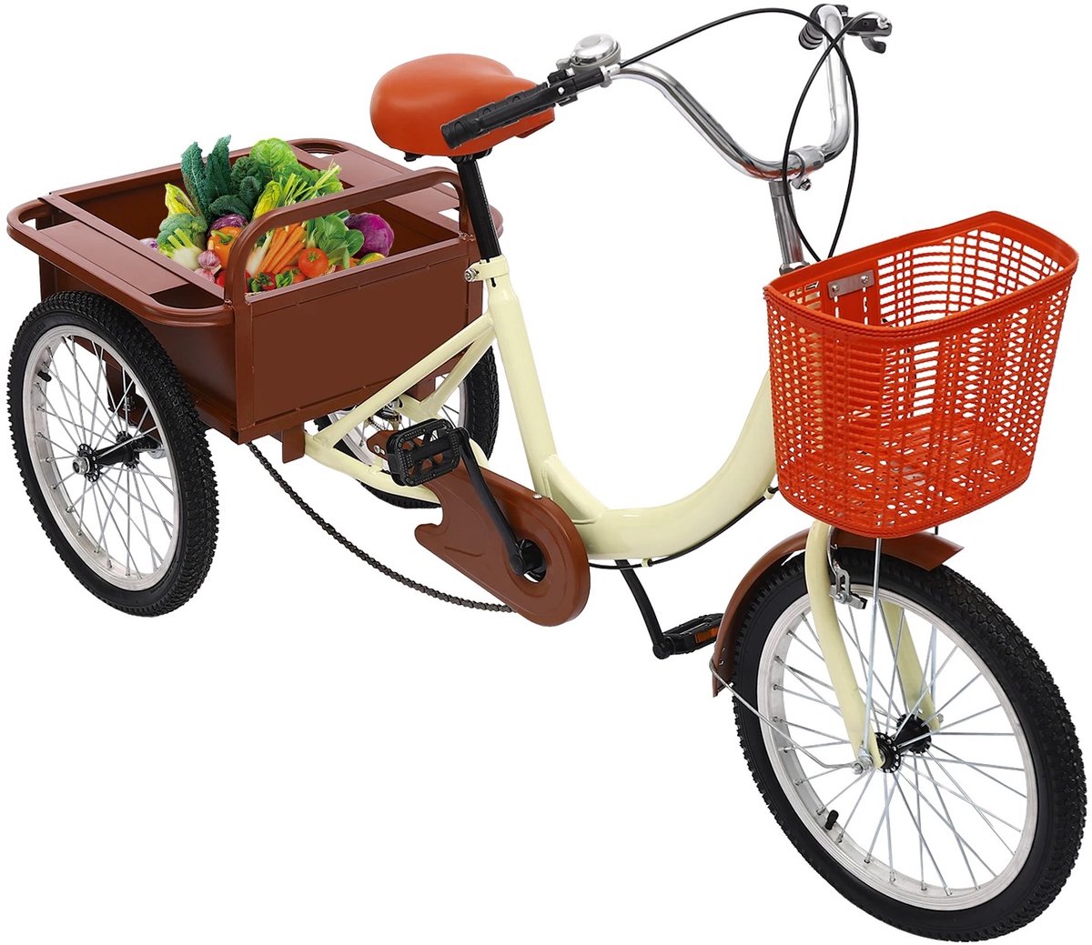Gran Vida® - Driewieler voor Volwassenen - Verstelbaar Stuur & Zadel - Ruime Opbergmand - Beige Fiets kopen online