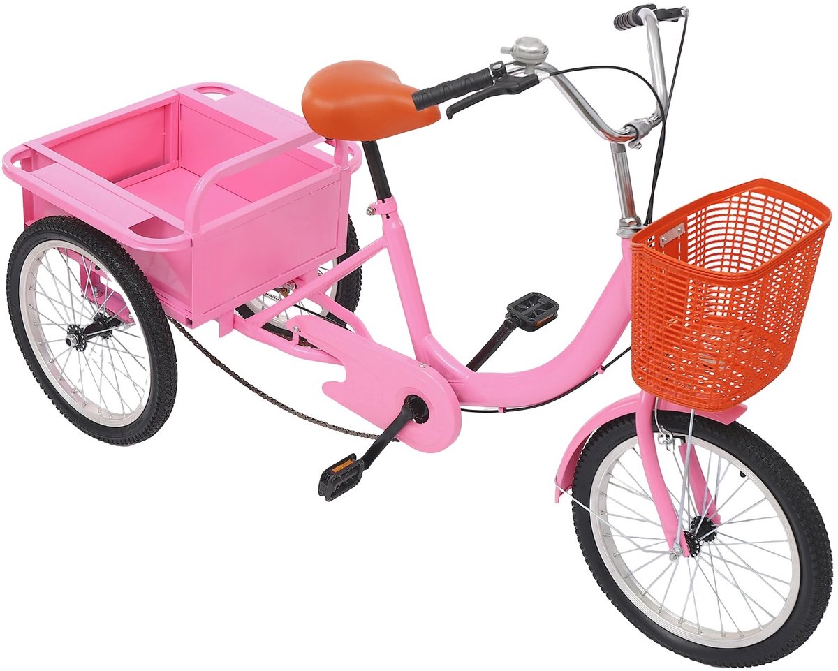 gran vida driewieler voor volwassenen verstelbaar stuur zadel ruime opbergmand roze
