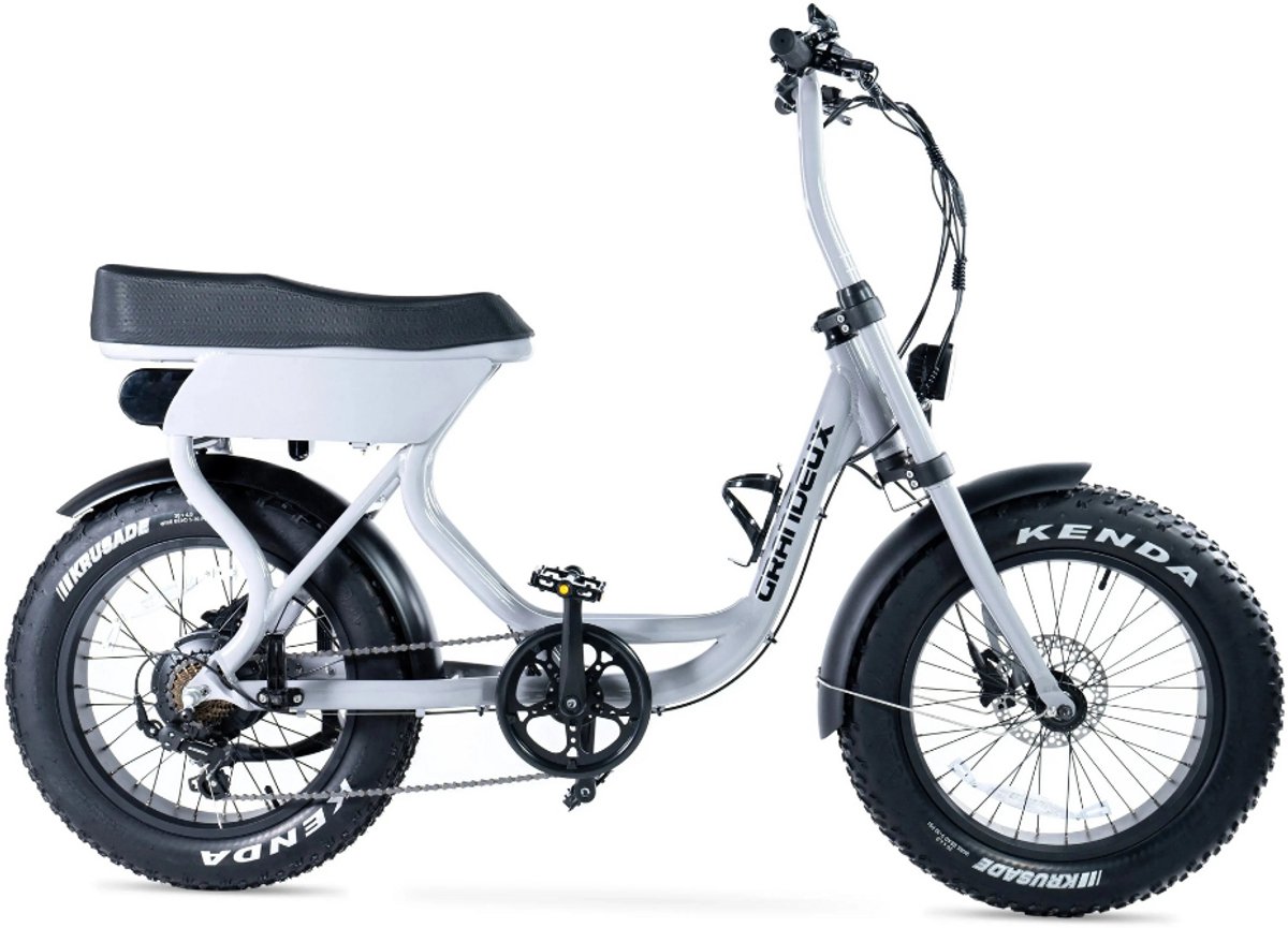 grandeux xcite elektrische fatbike lage instap inclusief bekerhouder 20 inch 250w motor 7 versnellingen 50 km actieradius hydraulische schijfremmen grijs