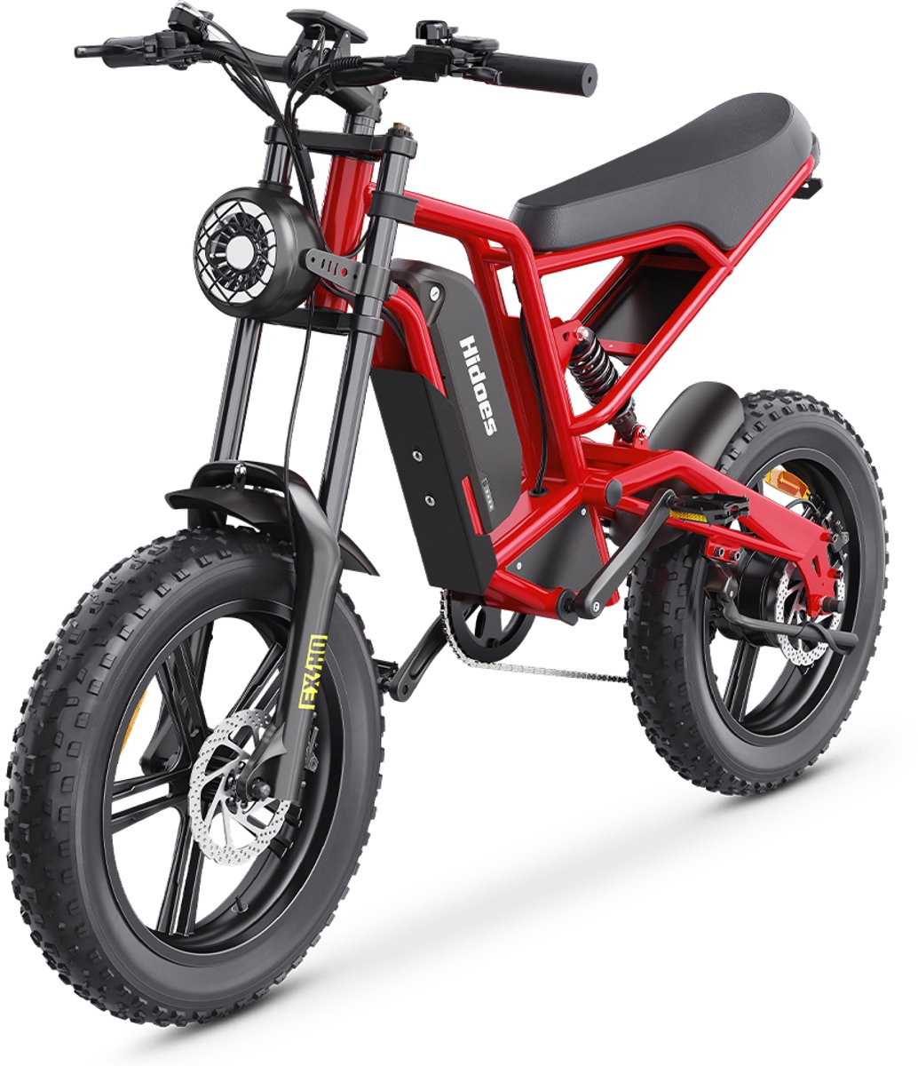 hidoes elektrische fiets hd b6 48v 15 6ah uitneembare batterij 100 km actieradius 20 4 0 inch banden shimano 7 versnellingen hydraulische schijfrem stabiel comfortabel lcd display zwart rood
