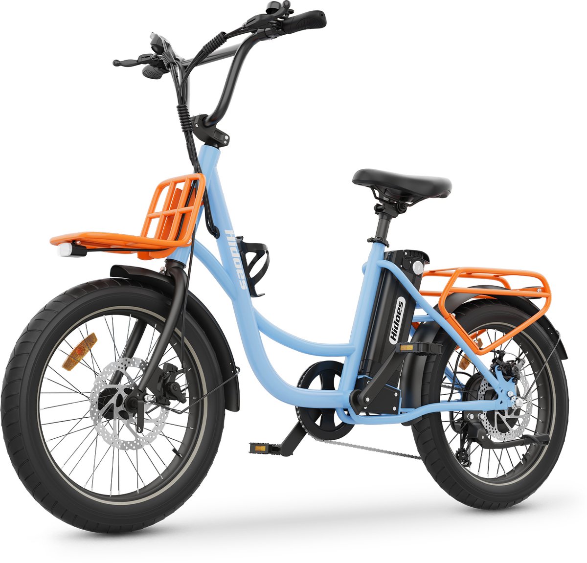 hidoes elektrische fiets hd c6 468wh 36v 13ah accu 80 km actieradius 20 3 0 banden shimano 7 versnellingen mechanische schijfrem kleuren display elektrische stadsfiets blauw