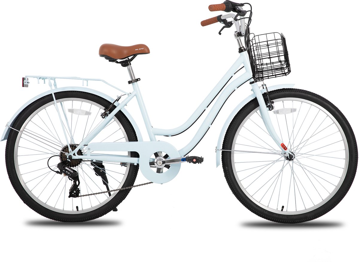 Hiland Breeze Dames Commuter Stadsfiets - 26" - 7 Versnellingen - Handrem - Mand - Standaard - Off-White Fiets kopen online