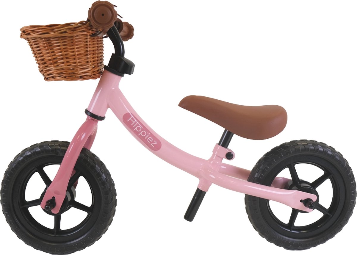 Hippiez Metalen Loopfiets met Mandje Worker Old Pink vanaf 2 jaar - Roze Loop Fiets - Verstelbaar Zadel en Stuur - Voor Meisjes - Compact en Veilig - Lage Instap Loopfiets kopen online