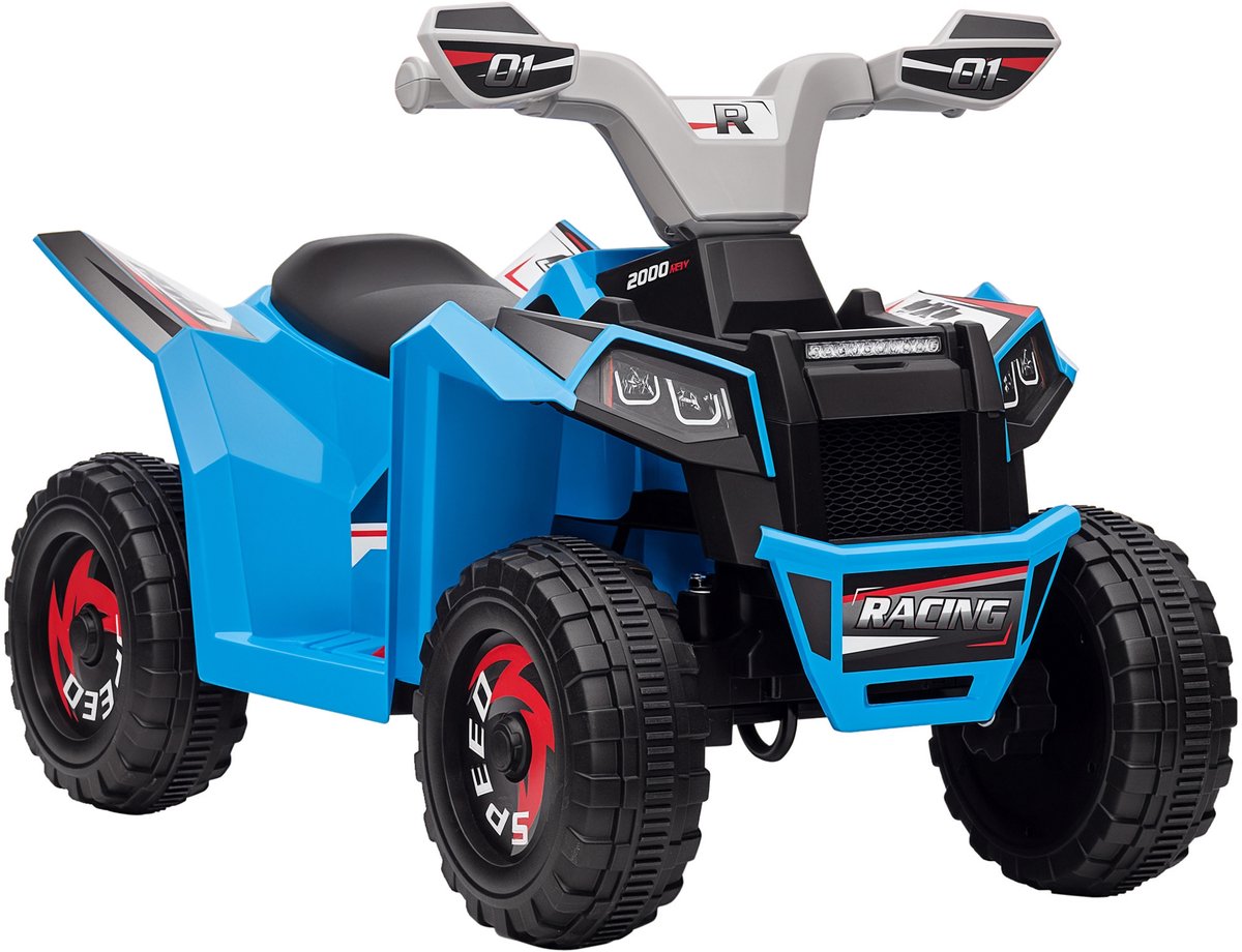 homcom elektrische auto voor kinderen kunststof metaal 70l x 41 5b x 48 5h cm blauw