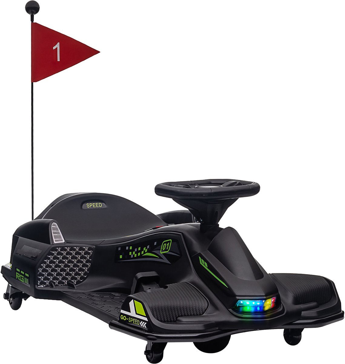 homcom elektrische kart voor kinderen kunststof metaal 90l x 53b x 99h cm zwart