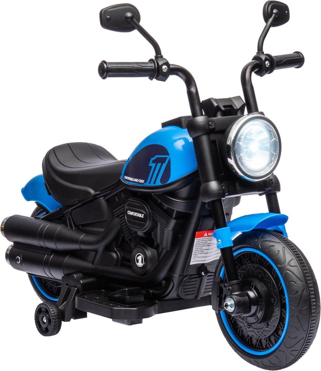 homcom elektrische motor voor kinderen kunststof metaal 76l x 42b x 57h cm blauw zwart