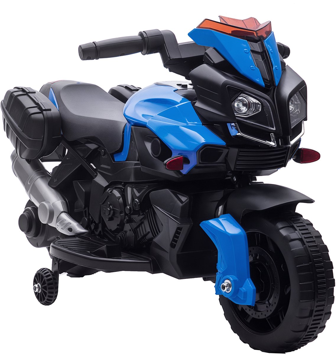 HOMCOM - Elektrische motorfiets - 88,5 x 42,5 x 49 cm - PP-kunststof - blauw, zwart Accuvoertuig kopen online