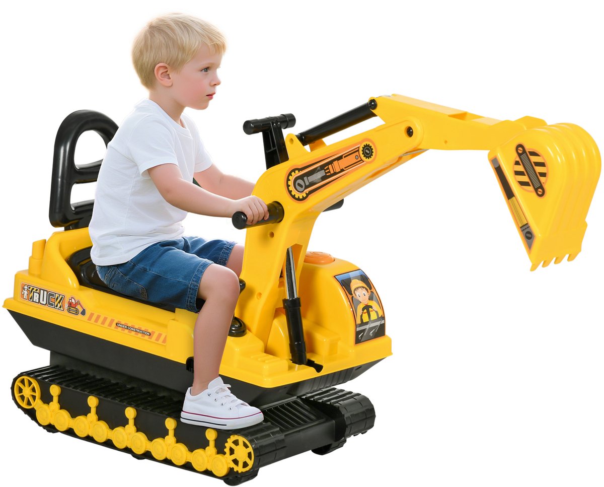 HOMCOM Kids Ride-on Construction Car PP 78L x 24B x 58,5H cm Gelb Traptractor kopen online