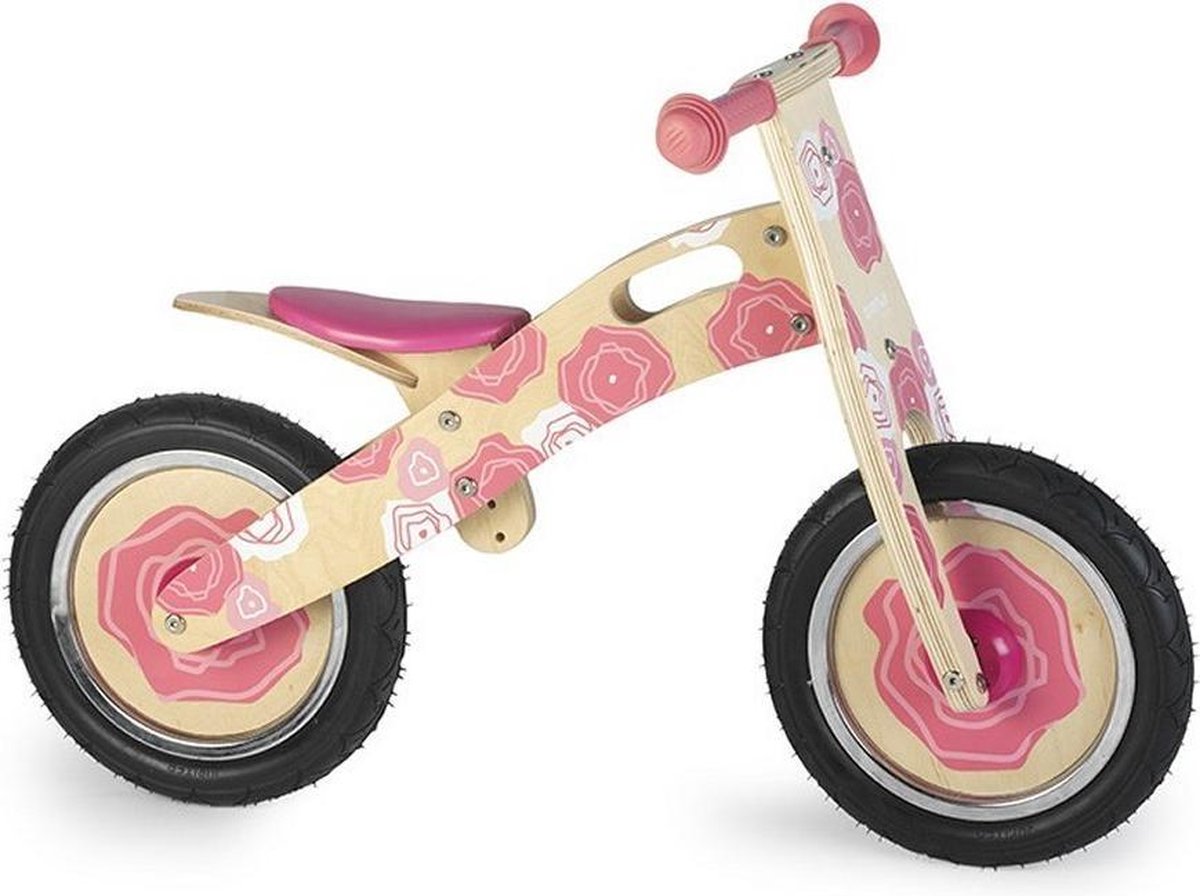 Houten loopfiets Simply roze bloemen Loopfiets kopen online