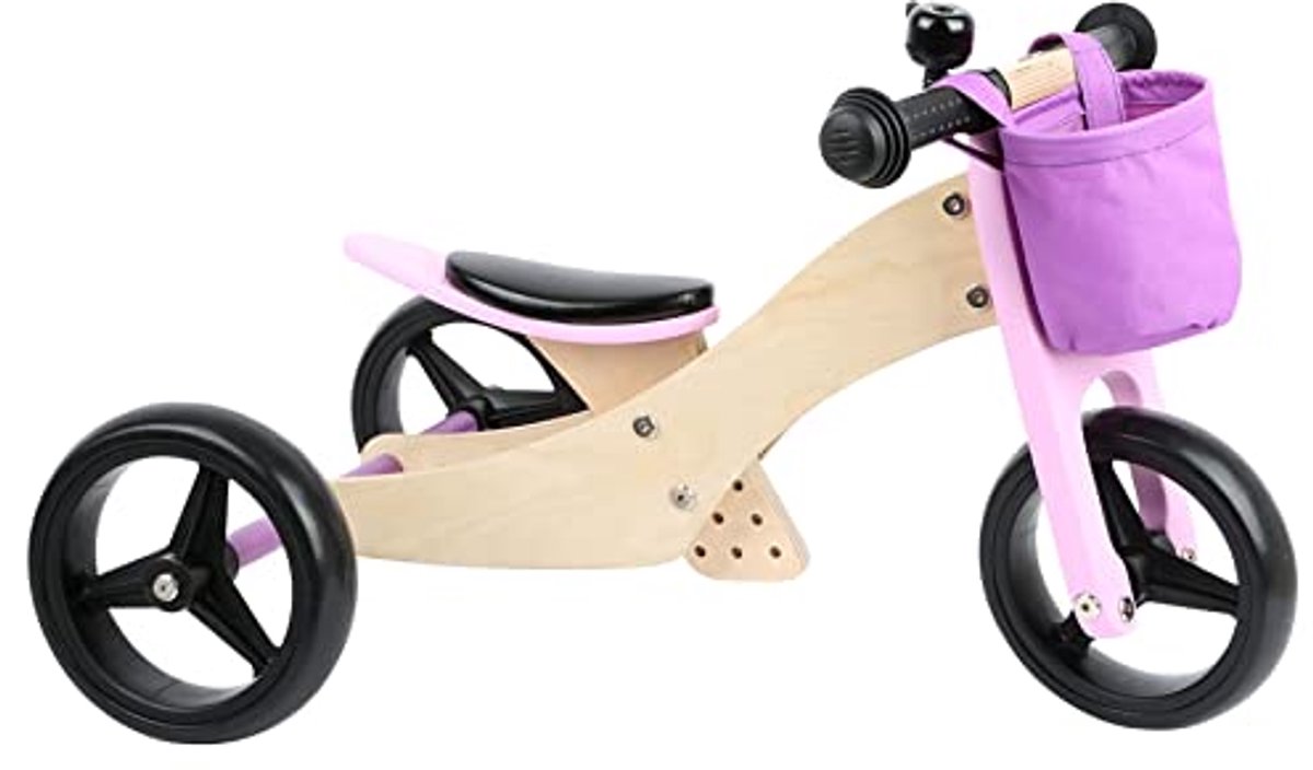 Houten Trike Fiets voor Kinderen met Verstelbare Zitpositie en Rubberen Banden Driewieler kopen online