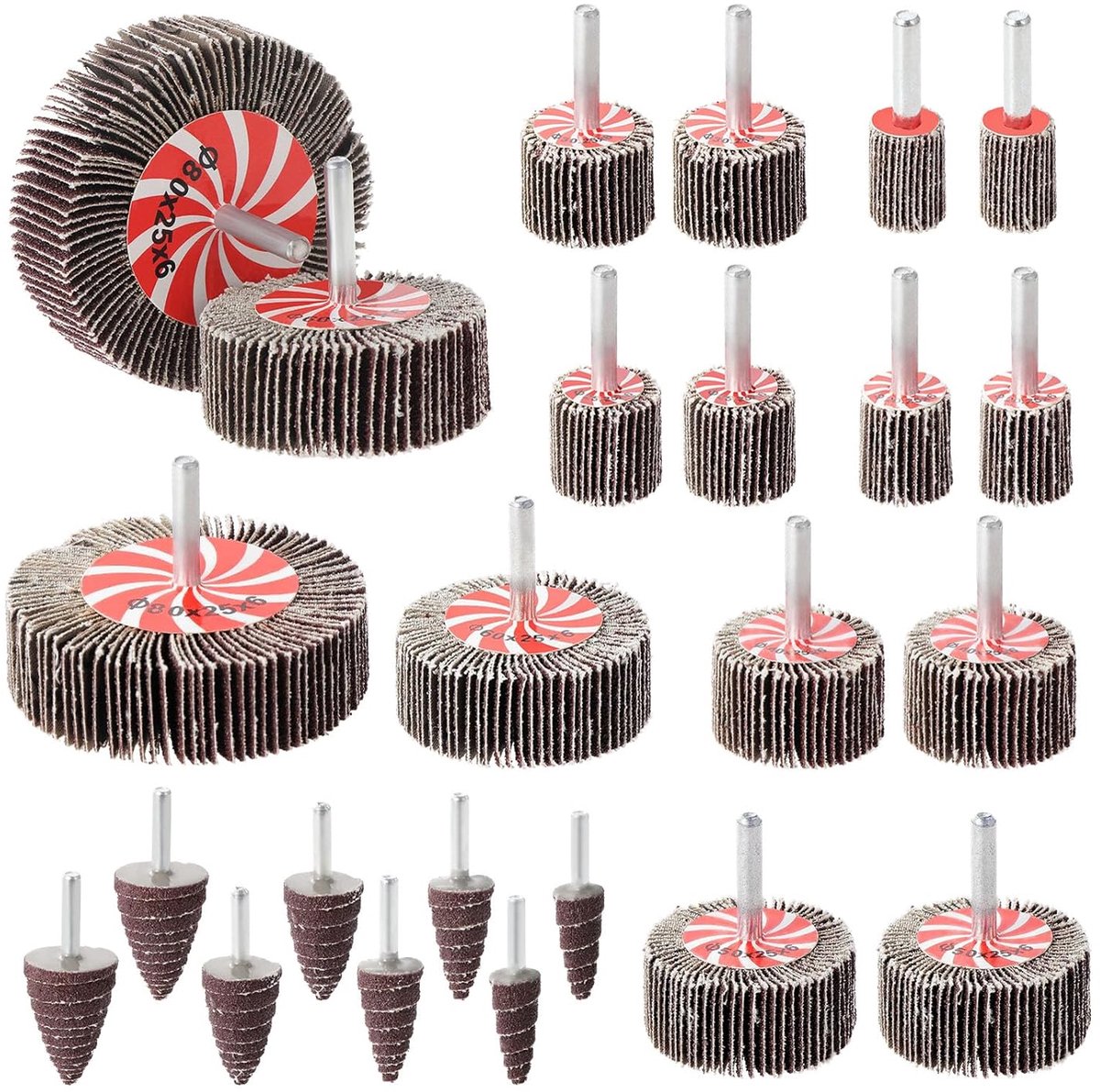 HSEAMALL 24 Pcs Flap Wheel, Sanding Set, 80 Grit Flap Wheels 1/4 Inch Sandpaper Polishing Wheel for Drill Rotary Tool Buitenspeelvoertuigaccessoire kopen online