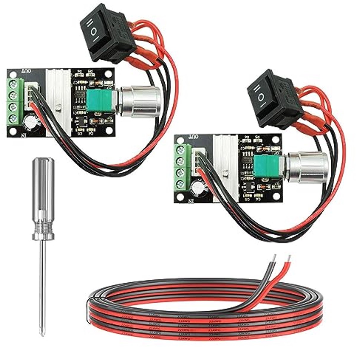 Instelbare Omkeerbare Toerentalregelaar voor DC Motor 6V-28V 3A 80W Loopmotor kopen online