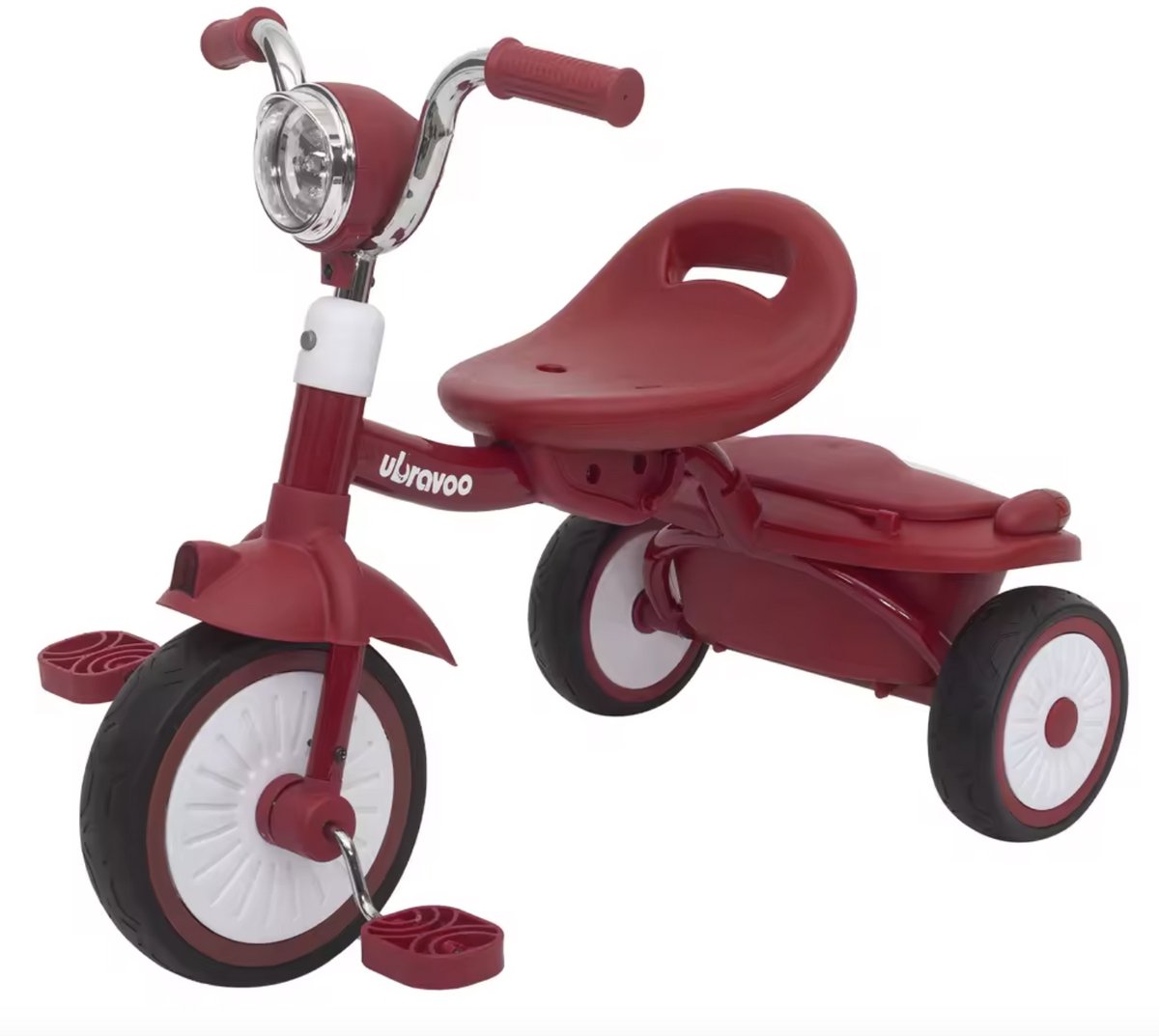 J&R Driewieler - Kinderfiets - Peuterfiets - PU wielen - Schokabsorptie - Opvouwbaar - Verstelbaar zadel - Met licht - Rood Driewieler kopen online